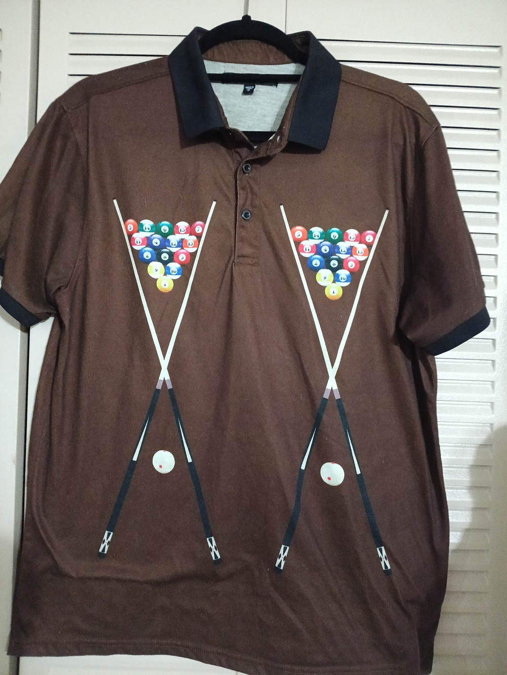 Men's Brown Pool-Print Polo Shirt